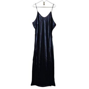 The Drop Womens Size 3X Black Satin Midi Slip Dress